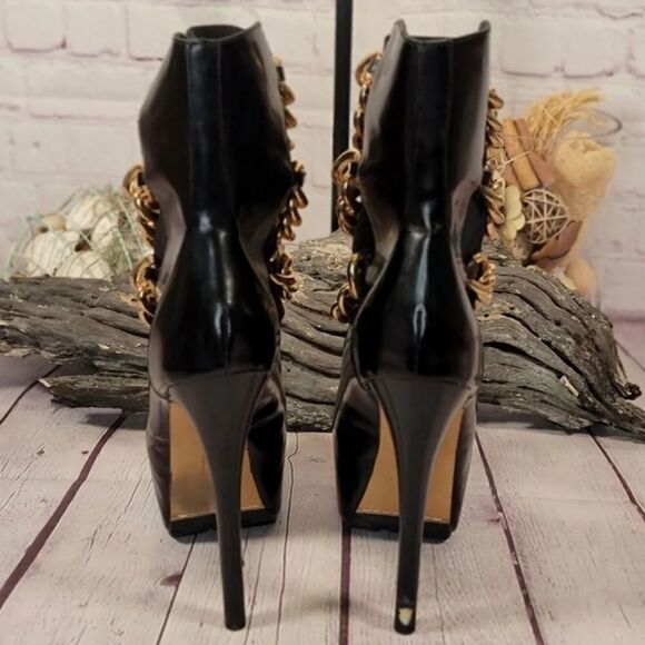 Z Gold Black ZiGi Girl Chained Platform Stiletto Sock Boots - Picture 4 of 14